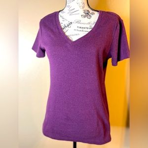 Eddie Bauer Royal Purple V-Neck Short Sleeve Sz L